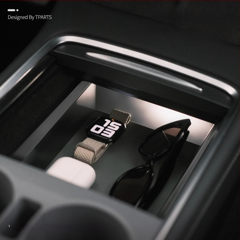 Kutija za odlaganje u središnjoj konzoli Tesla Model 3/Y s pepalnikom, poluprovidna silikonska unutarnja modifikacija
