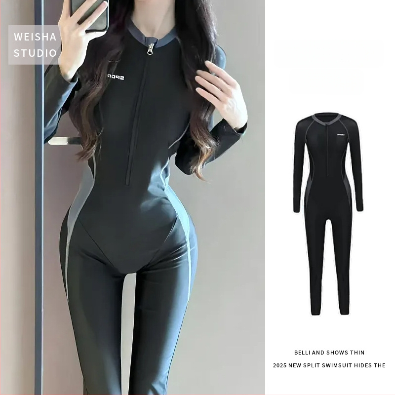Ženski jednodijelni wetsuit s UV zaštitom, s dugim rukavima i dugim nogama, brzo sušenje, za ronjenje i plivanje, velika veličina