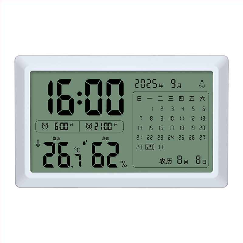 195 × 122 mm Veliki zaslon, višenamjenski digitalni stolni sat s alarmom, vječni kalendar, termometar, higrometar, svijetli u mraku, lunarnog kalendara, prikaz tjedna i mjeseca