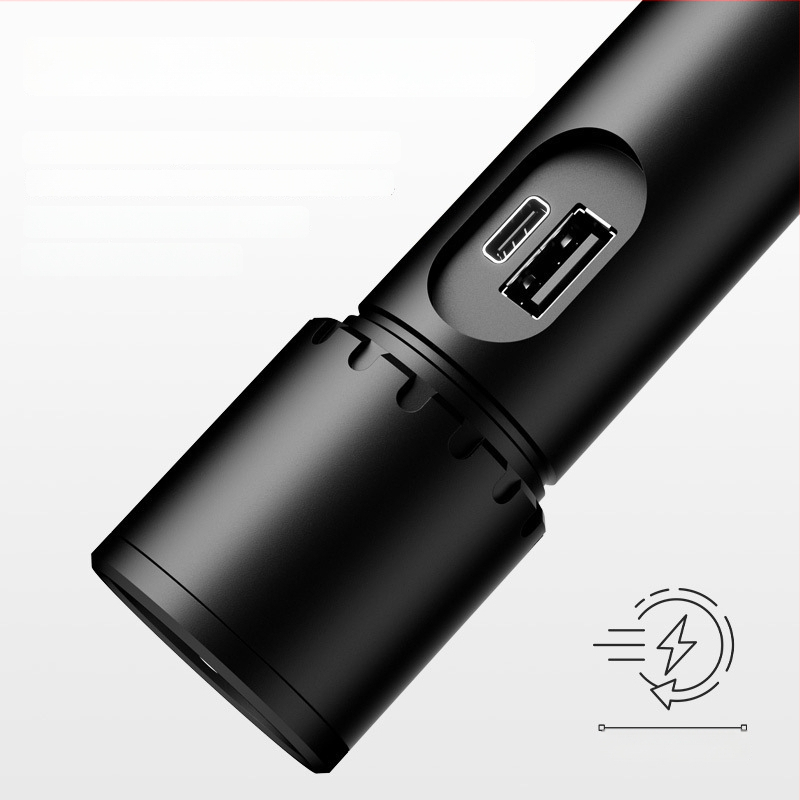 Aluminijska LED svjetiljka, ultra jaka, duga trajnost za vanjske aktivnosti, nužno svjetlo s optičkim zumom i power bank funkcijom ručnog pogona