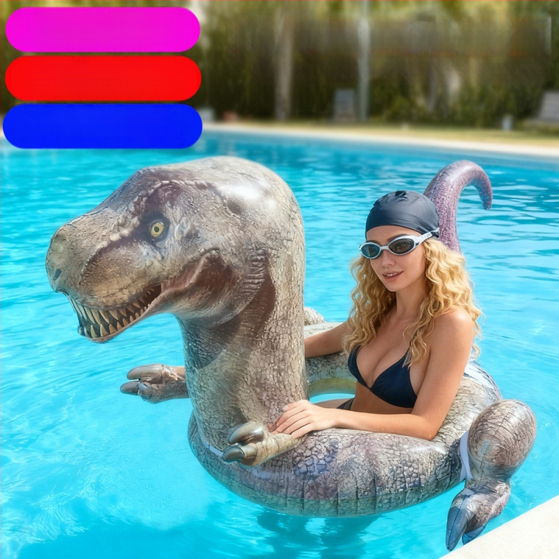 Naduvani plivački prsten s T-Rexom, velik realističan dizajn, za odrasle, za otvoreni bazen