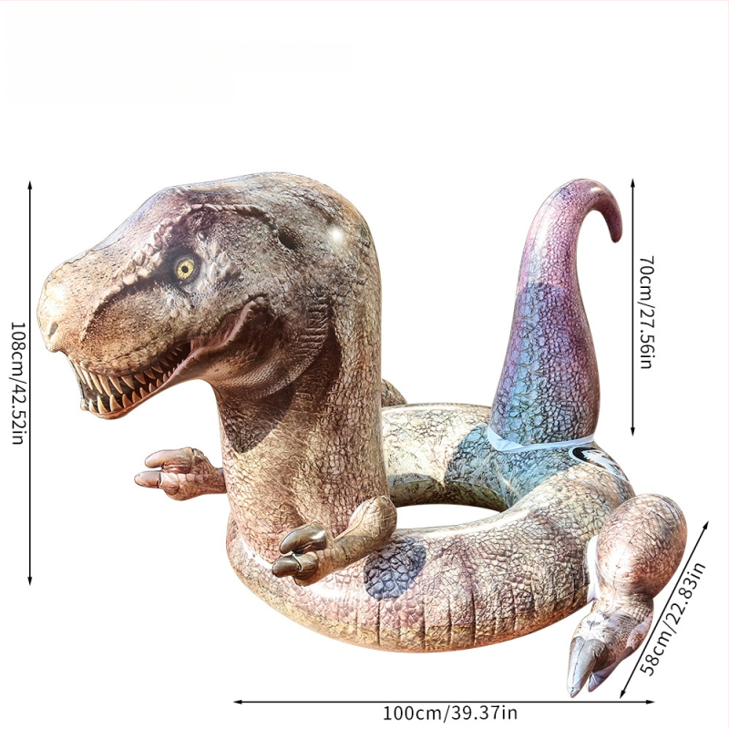 Naduvani plivački prsten s T-Rexom, velik realističan dizajn, za odrasle, za otvoreni bazen