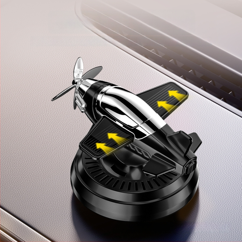Automobilski unutarnji difuzor s solarnim pogonom i rotirajućim motivom zrakoplova/helikoptera, držač parfema od aluminijske legure, Gardenia miris, za montažu na sjedalo