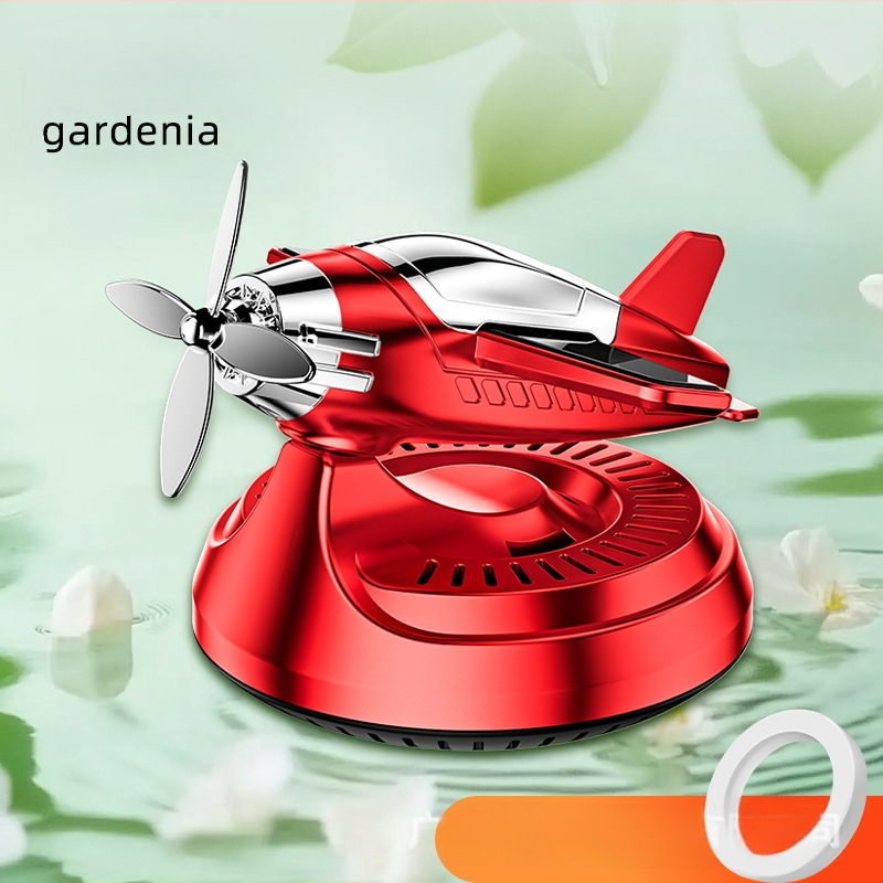 Automobilski unutarnji difuzor s solarnim pogonom i rotirajućim motivom zrakoplova/helikoptera, držač parfema od aluminijske legure, Gardenia miris, za montažu na sjedalo