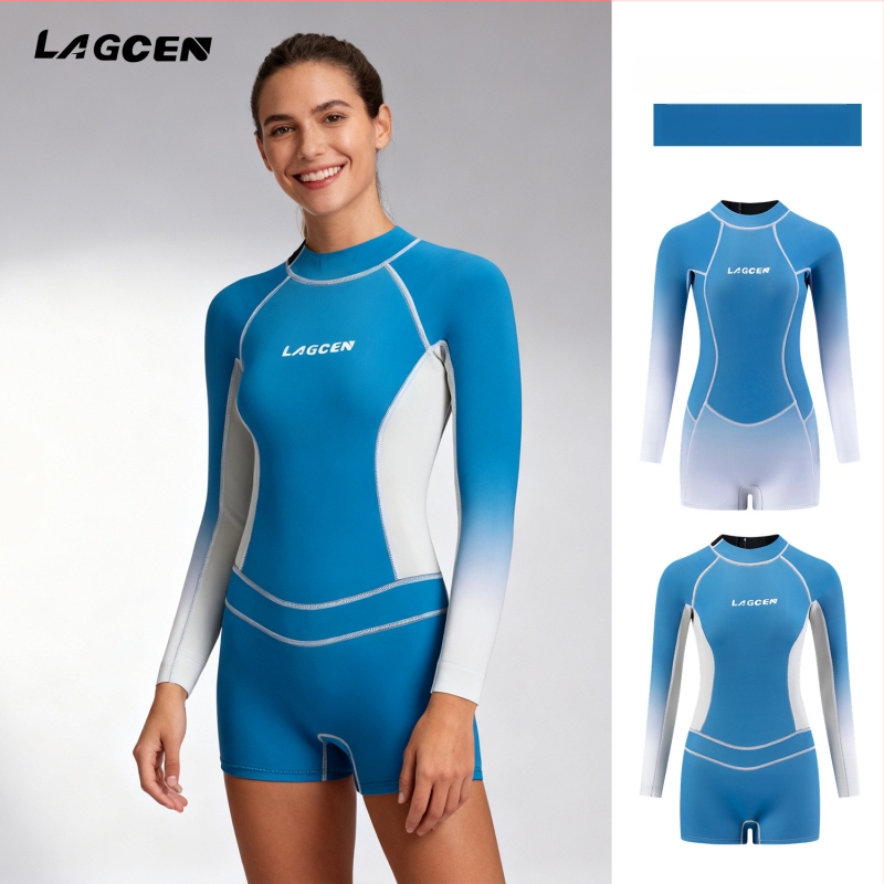 Lagcen ženski debeli kratki rukav wetsuit za surfanje, ronjenje i snorkeling