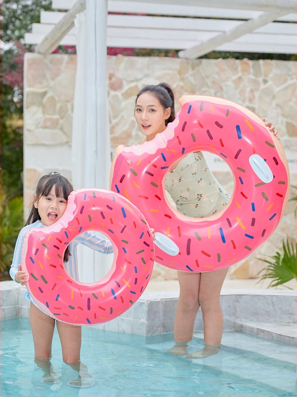 Nafukiva donut plutač za bazen za odrasle, ružičasta i smeđa PVC