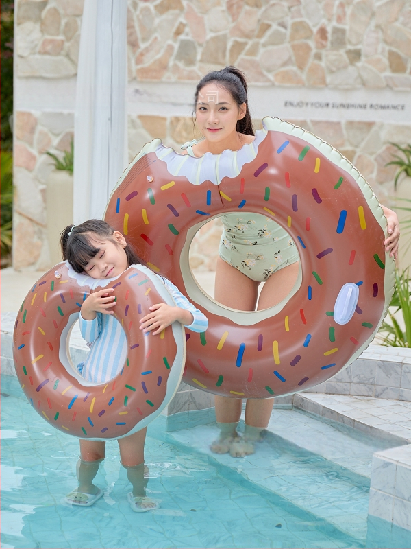 Nafukiva donut plutač za bazen za odrasle, ružičasta i smeđa PVC