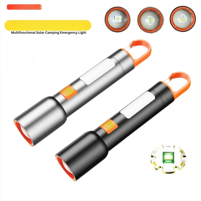 Punja LED svjetiljka s teleskopskim fokusom, COB bočno svjetlo, 360° rotacija, USB punjenje, kamp lampica za vješanje