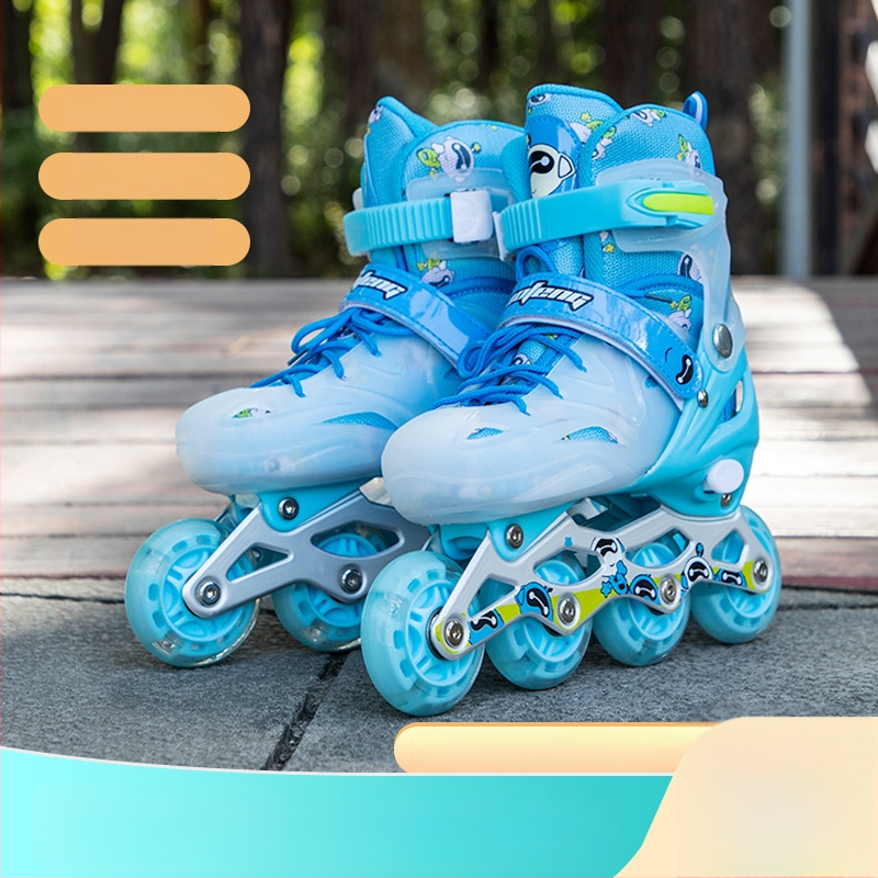 Dječje inline patike, unisex, podesive, jednosredne PU kotači, treperava svjetla