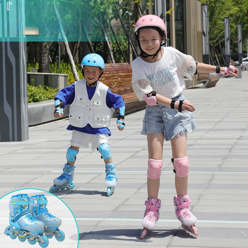 Dječje inline patike, unisex, podesive, jednosredne PU kotači, treperava svjetla