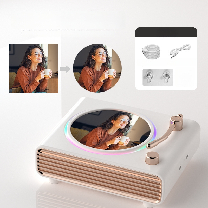 Bluetooth zvuk retro okretni gramofon s ambijentalnim svjetlom, bežično punjenje zvučnika