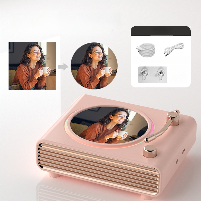 Bluetooth zvuk retro okretni gramofon s ambijentalnim svjetlom, bežično punjenje zvučnika