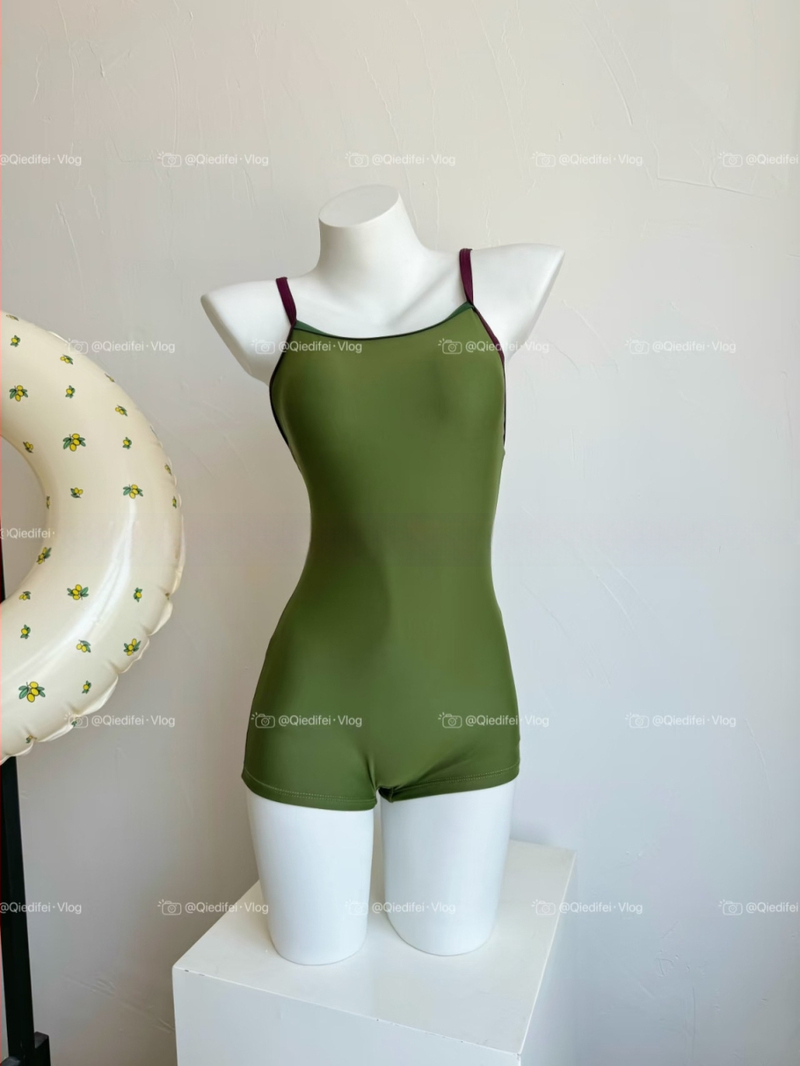 Ženski konzervativni visoke klase jednodijelni kupaći kostim za natjecateljsko plivanje, Moss Green
