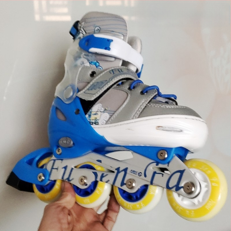 Djeca inline role s leopard printom, svjetleće, PU gornji dio i mrežasti materijal, gumeni đon, kotači u jednom redu, podesiva veličina