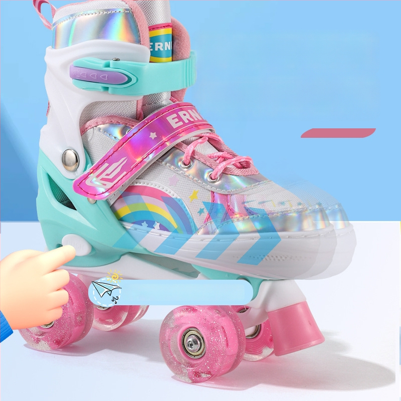 Roleri za odrasle i djecu – komplet, dvostruke kotače, za početnike, unisex, gornji dio PU + mreža, potplat TPR