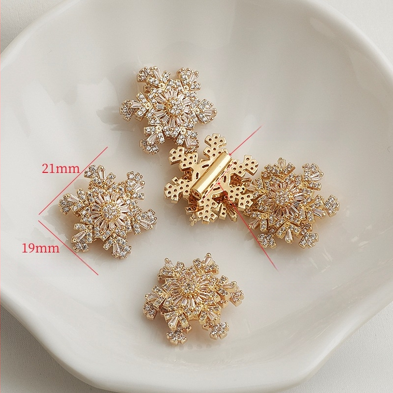 14K pozlata cirkon, rotirajuća pahulja snijega, perle za narukvicu i ogrlicu, materijali za DIY nakit