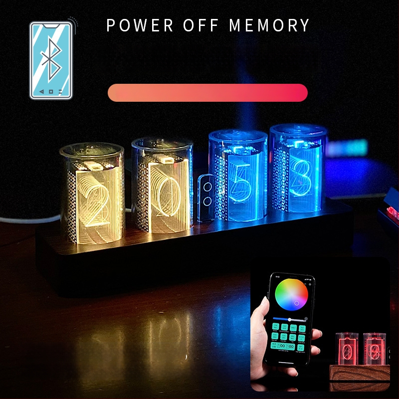 Šarena RGB digitalna sat s efektom svjetleće cijevi – stolna dekoracija gaming sobe, DIY elektronički budilnik
