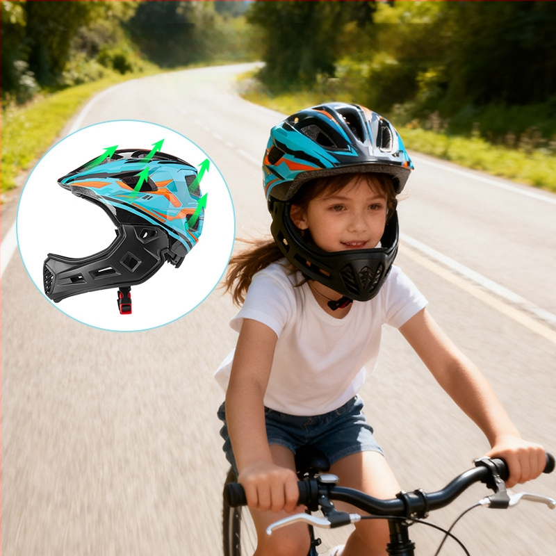 Cască pentru copii cu față completă pentru bicicletă de echilibru, unisex, protecție totală, design graffiti personalizabil