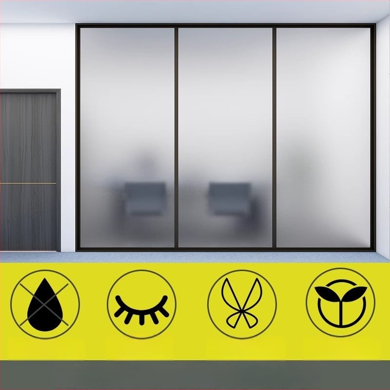 Film de intimitate pentru geamuri, electrostatic – transmite lumina, dar nu permite vederea, cu model geometric, pentru birou și sufragerie