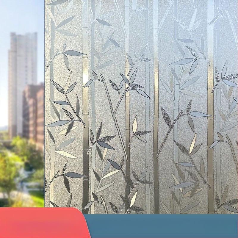 Film de intimitate pentru geamuri, electrostatic – transmite lumina, dar nu permite vederea, cu model geometric, pentru birou și sufragerie