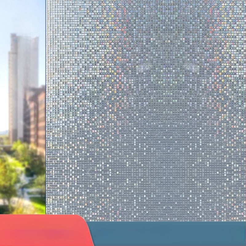 Film de intimitate pentru geamuri, electrostatic – transmite lumina, dar nu permite vederea, cu model geometric, pentru birou și sufragerie