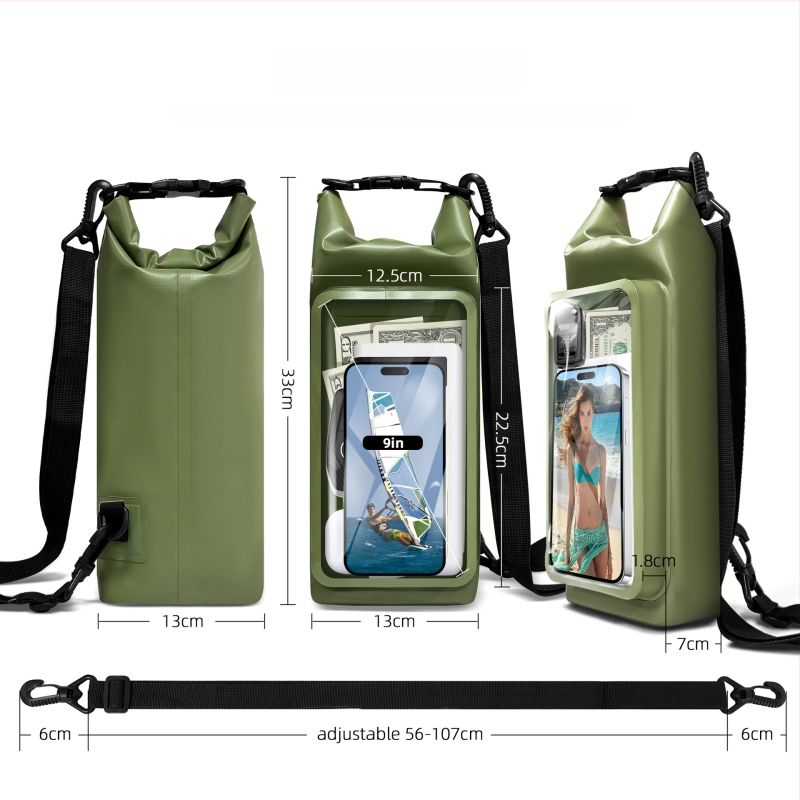 Vanjska PVC vodootporna torba za plažu s crossbody remenom, dvostruka namjena, torbica za telefon, kapacitet 2 L