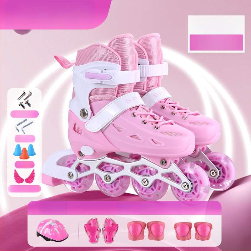 Dječji set inline skatera za početnike - gornji PU dio s mrežom, kotači u jednom nizu