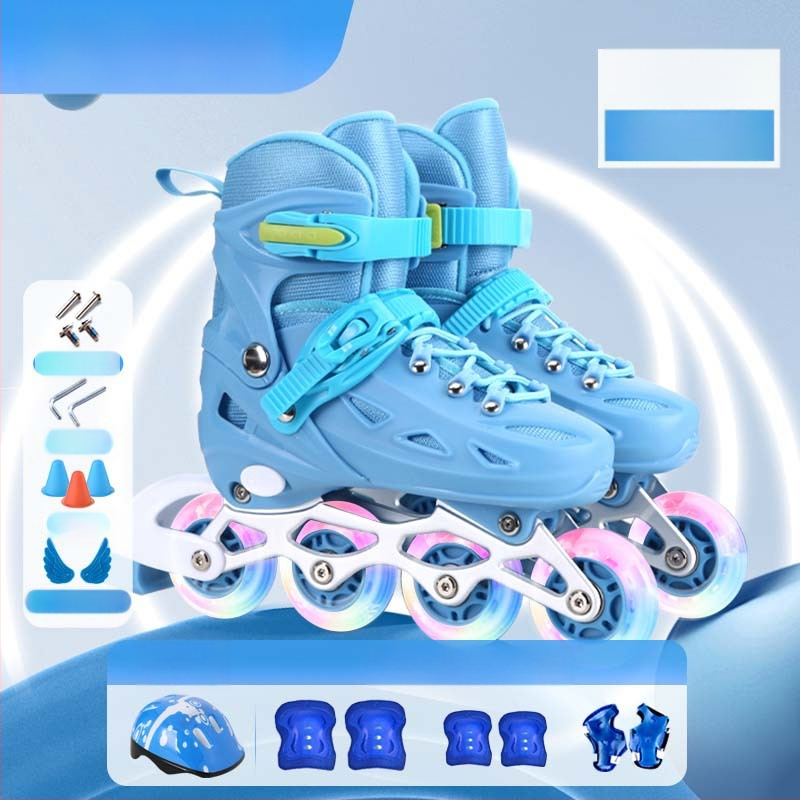 Dječji set inline skatera za početnike - gornji PU dio s mrežom, kotači u jednom nizu