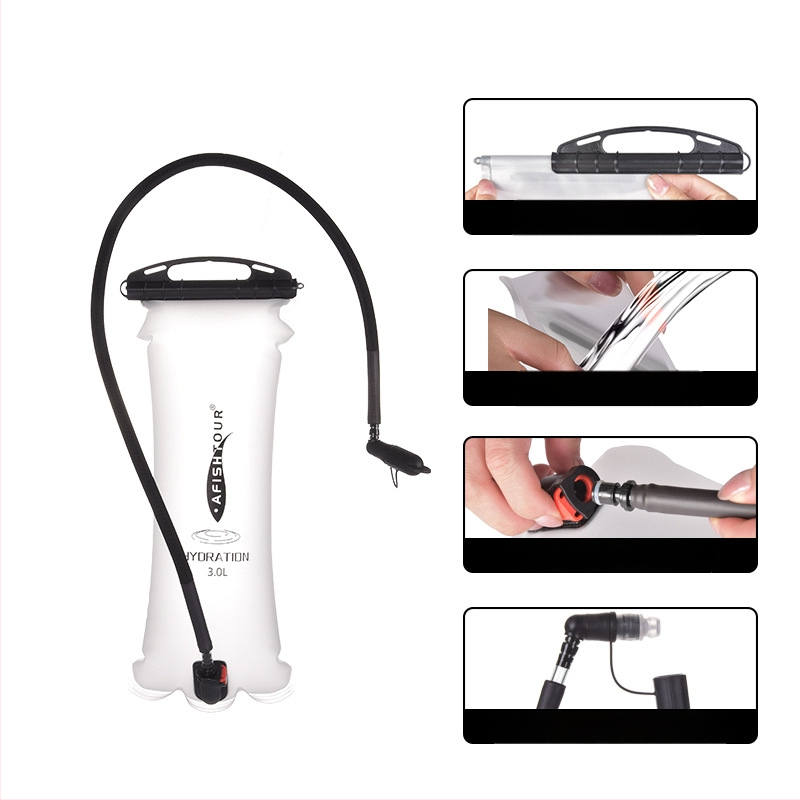 AFISHTOUR Prijenosna sklopiva TPU vodena torba – za outdoor aktivnosti, 1L/2L/3L, vodootporna, hidratacijski ruksak za trčanje, vožnju bicikla, planinarenje i kampiranje