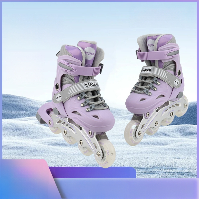 Inline skates za djevojčice – kompletan set za početnice, prilagodljivi, treptajući svjetlosni efekti, uzrast 3–10