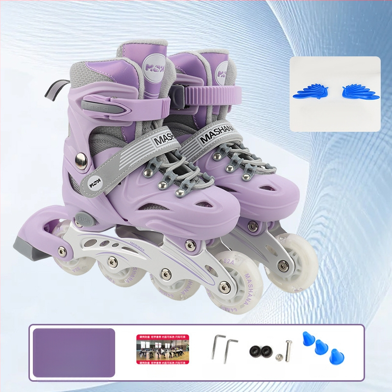 Inline skates za djevojčice – kompletan set za početnice, prilagodljivi, treptajući svjetlosni efekti, uzrast 3–10