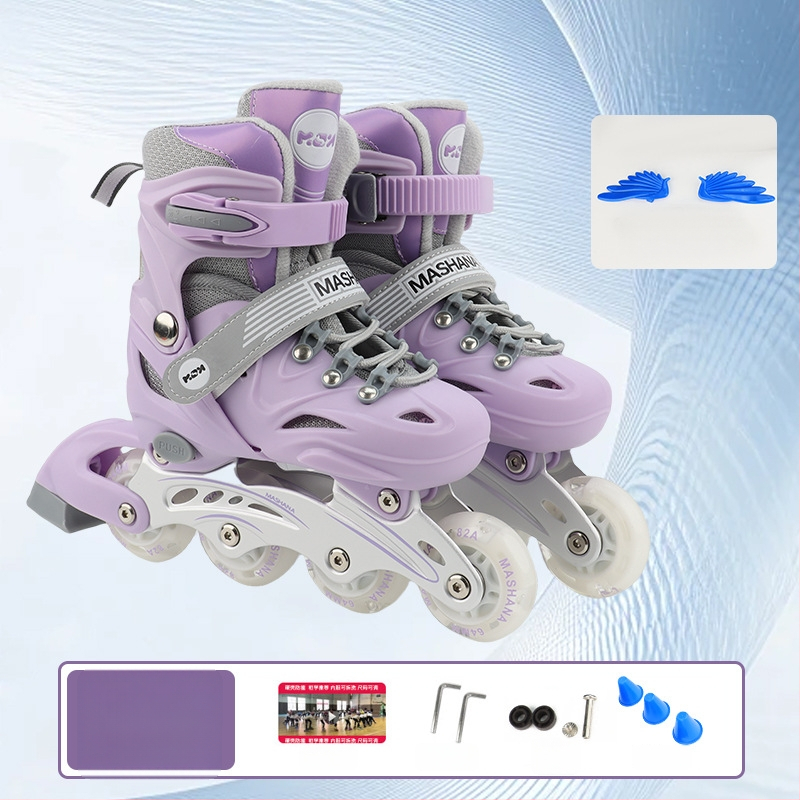 Inline skates za djevojčice – kompletan set za početnice, prilagodljivi, treptajući svjetlosni efekti, uzrast 3–10