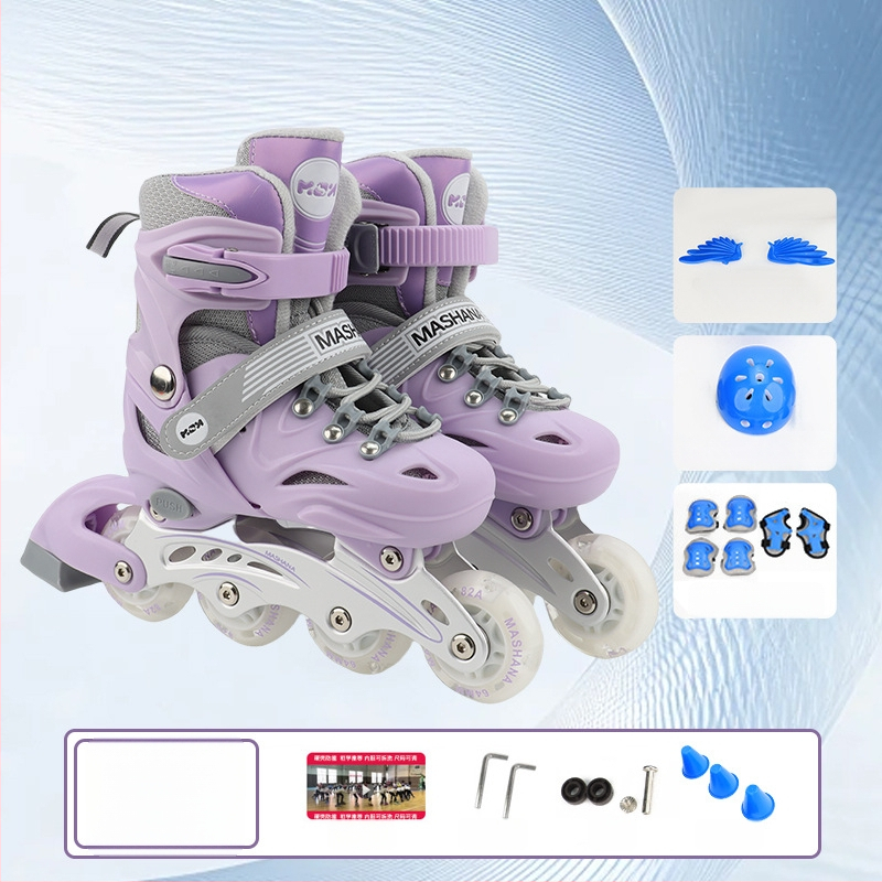 Inline skates za djevojčice – kompletan set za početnice, prilagodljivi, treptajući svjetlosni efekti, uzrast 3–10