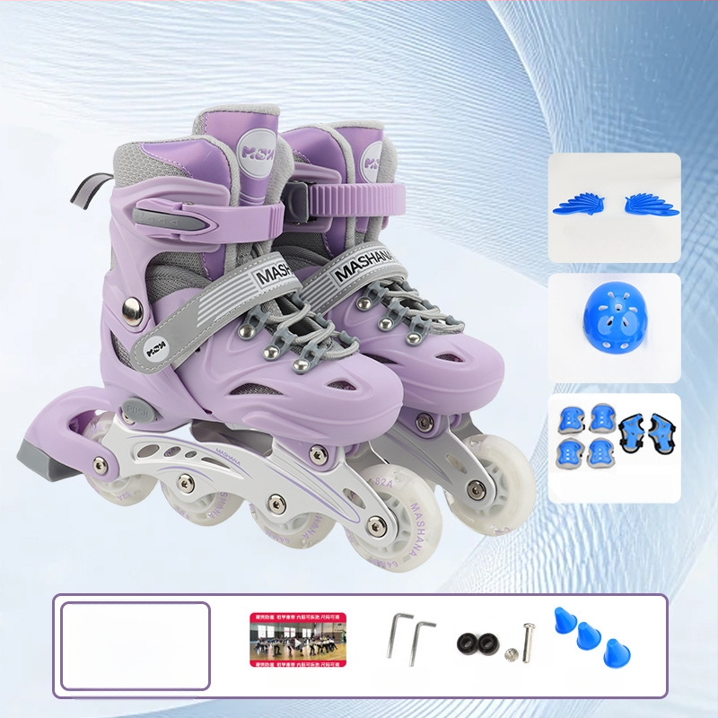 Inline skates za djevojčice – kompletan set za početnice, prilagodljivi, treptajući svjetlosni efekti, uzrast 3–10