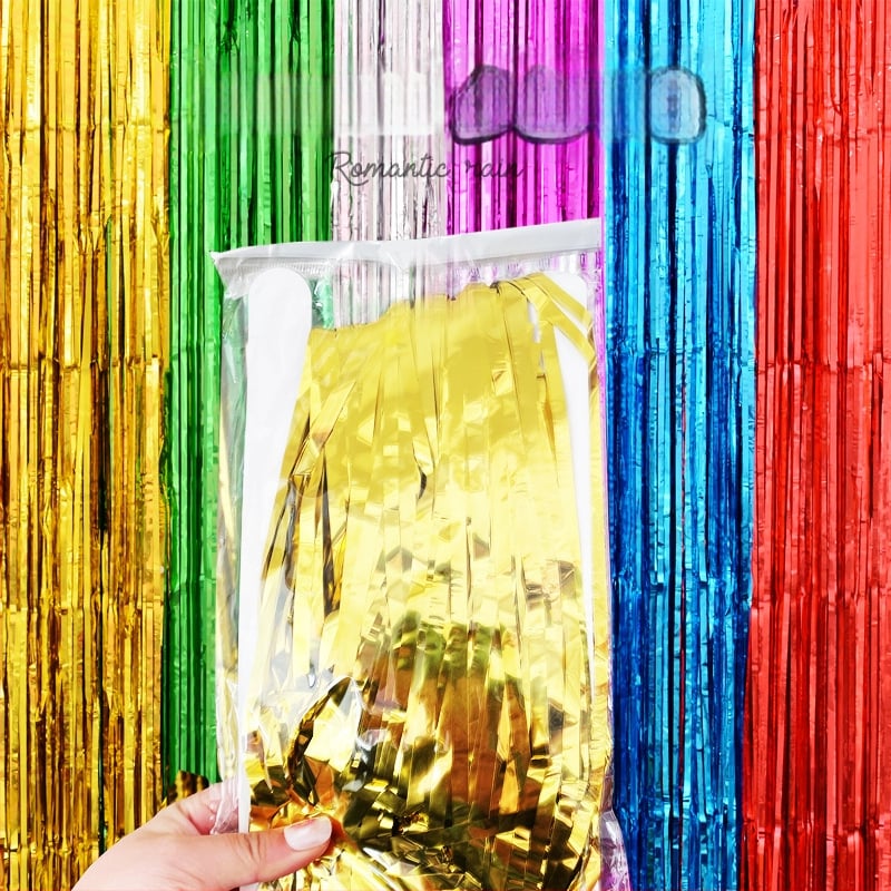 1x2 m Rain Silk zavjesa s resicama, pozadina za rođendansku zabavu i vjenčanje, sjajna vrata zavjesa za Novu godinu