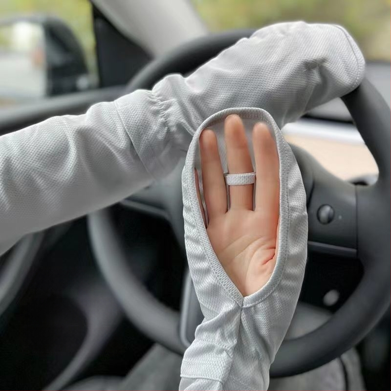 Duge rukave za zaštitu od sunca za žene, Ledeno-saten materijal, ljeto, slobodan kroj