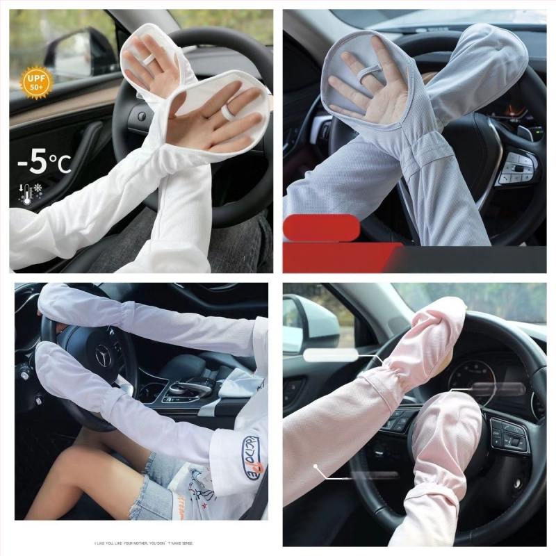 Duge rukave za zaštitu od sunca za žene, Ledeno-saten materijal, ljeto, slobodan kroj