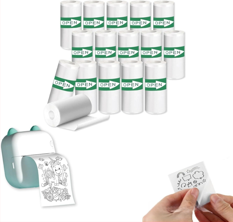 Tonglin Paper 57x25 mm bijeli samoljepljivi kontinuirani termalni papir za etikete, 2 inča, vodootporan, otporan na ulje i kidanje