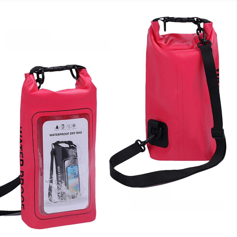 2L/5L vodootporna torba za plažu s remenom preko tijela, dvostruki dizajn, vodootporna pretinac za telefon, za plivanje i rafting