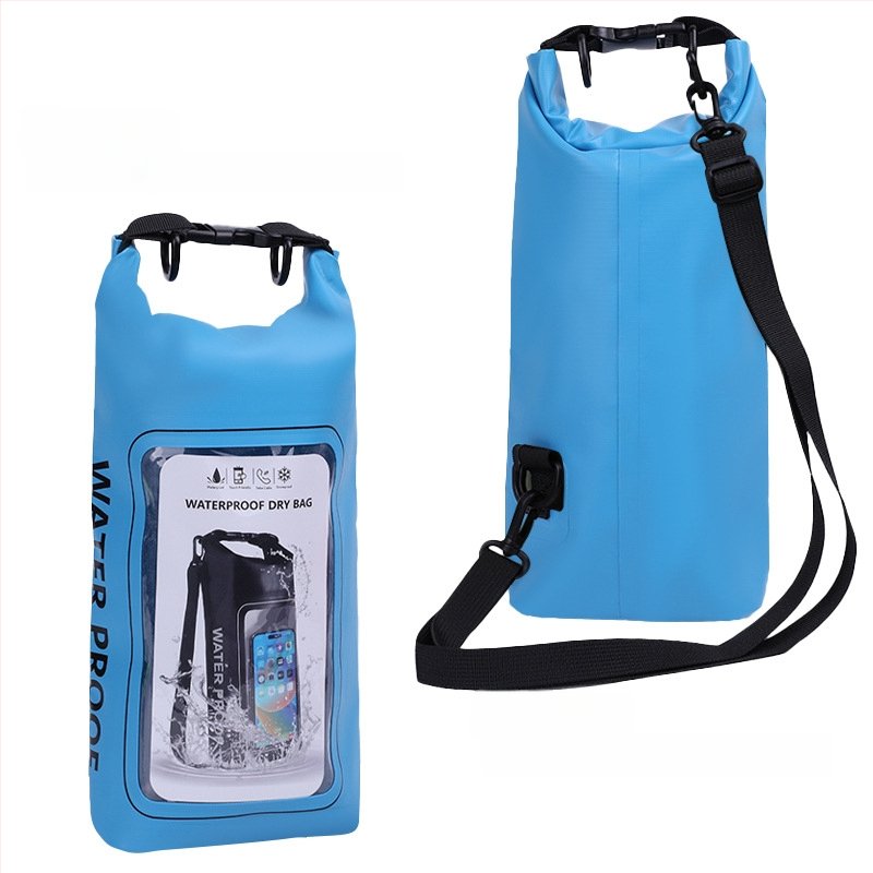 2L/5L vodootporna torba za plažu s remenom preko tijela, dvostruki dizajn, vodootporna pretinac za telefon, za plivanje i rafting