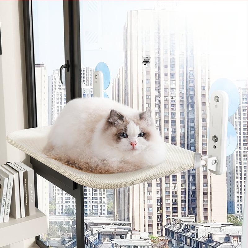 Котешки хамак за прозореца със вакуумна вендуза, плюшено котешко легло