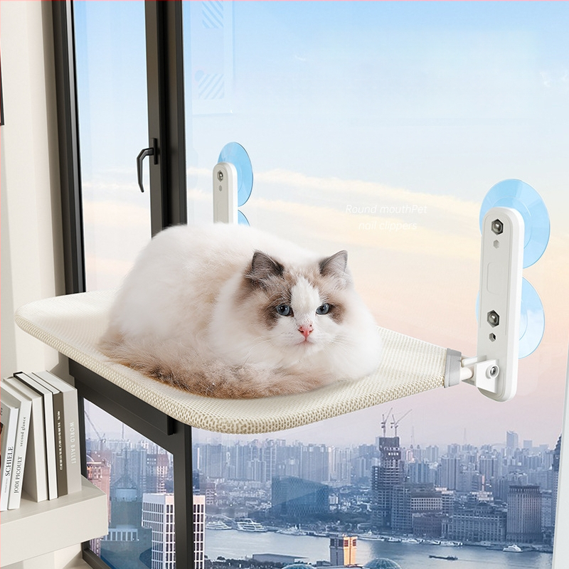 Котешки хамак за прозореца със вакуумна вендуза, плюшено котешко легло