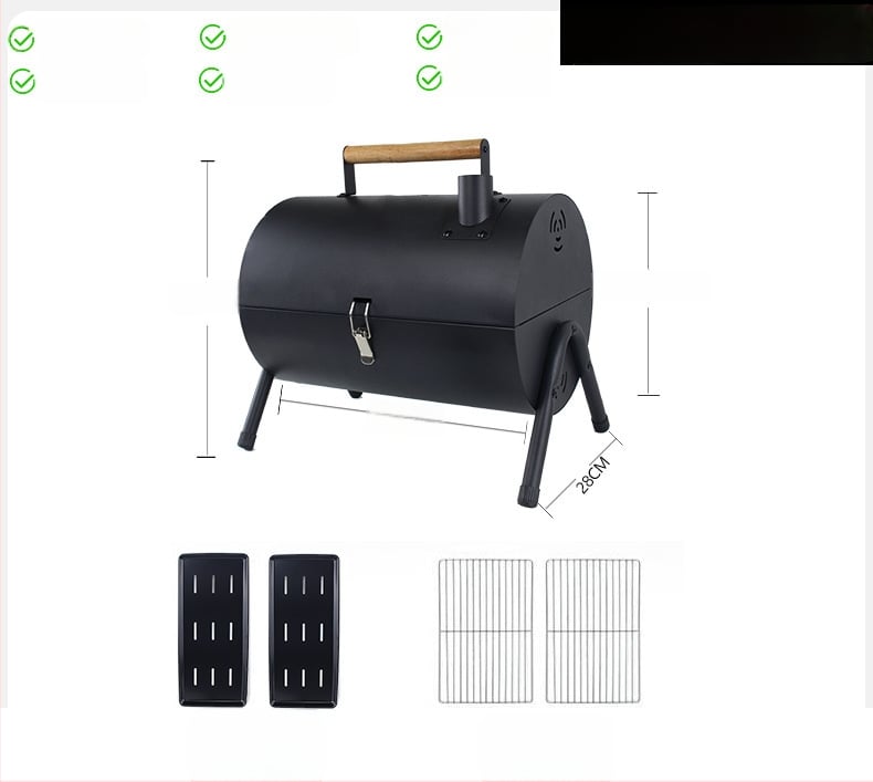 Двустранна барбекю тава от карбонова стомана, преносима сгъваема за къмпинг (пържене и печене, 4,2 кг, 3–5 порции)