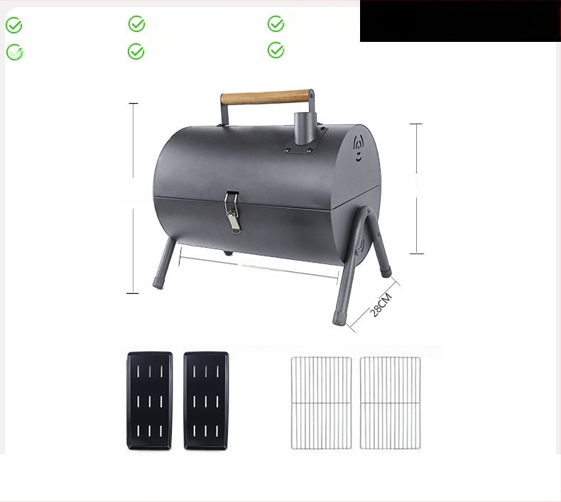 Двустранна барбекю тава от карбонова стомана, преносима сгъваема за къмпинг (пържене и печене, 4,2 кг, 3–5 порции)