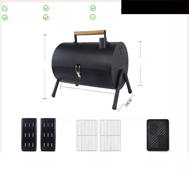 Двустранна барбекю тава от карбонова стомана, преносима сгъваема за къмпинг (пържене и печене, 4,2 кг, 3–5 порции)