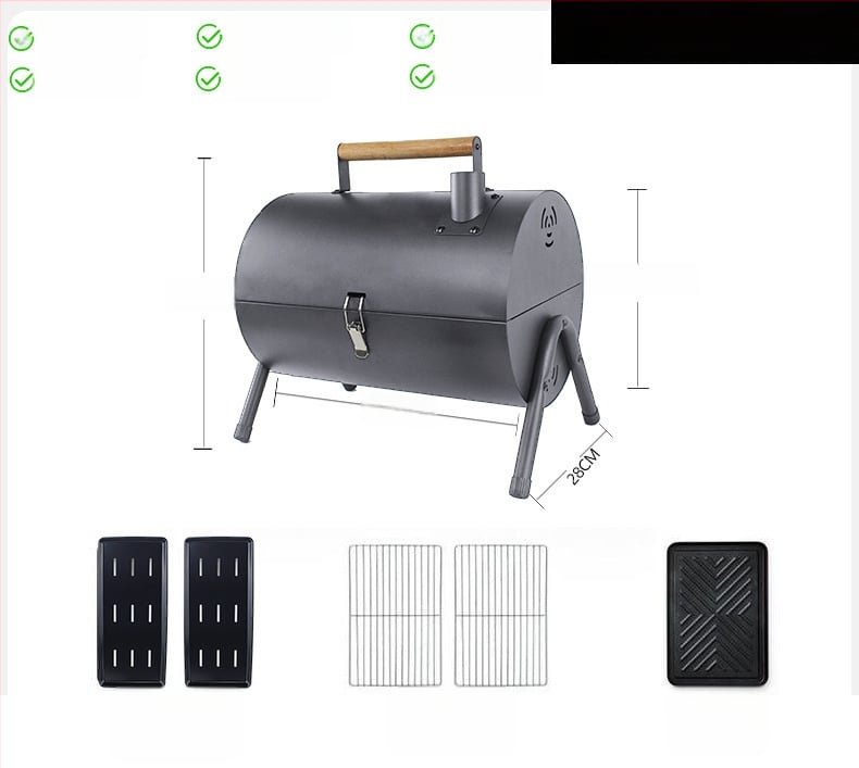 Двустранна барбекю тава от карбонова стомана, преносима сгъваема за къмпинг (пържене и печене, 4,2 кг, 3–5 порции)