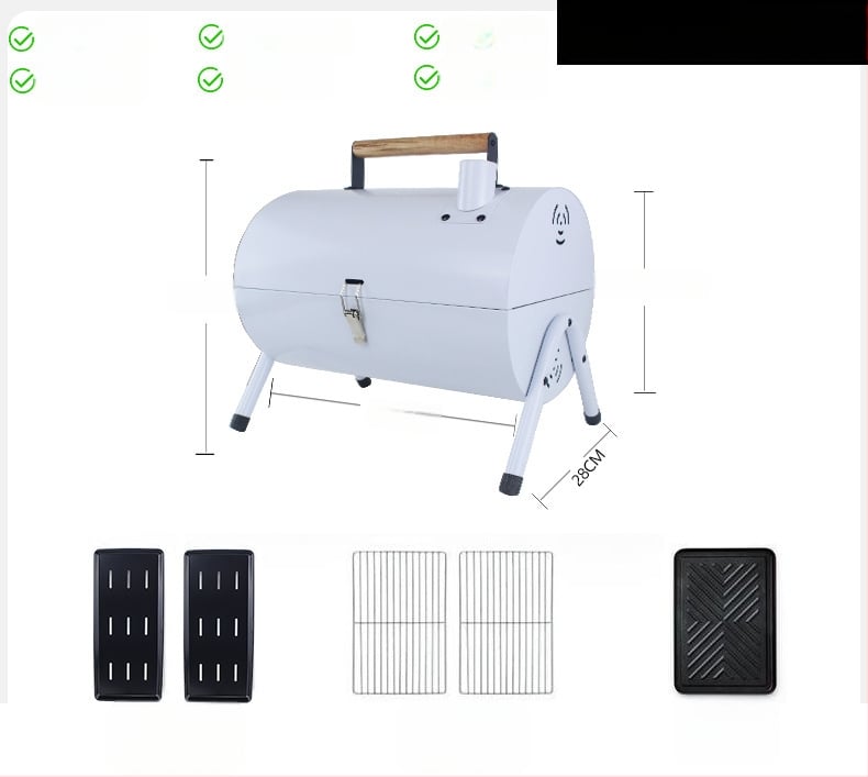 Двустранна барбекю тава от карбонова стомана, преносима сгъваема за къмпинг (пържене и печене, 4,2 кг, 3–5 порции)