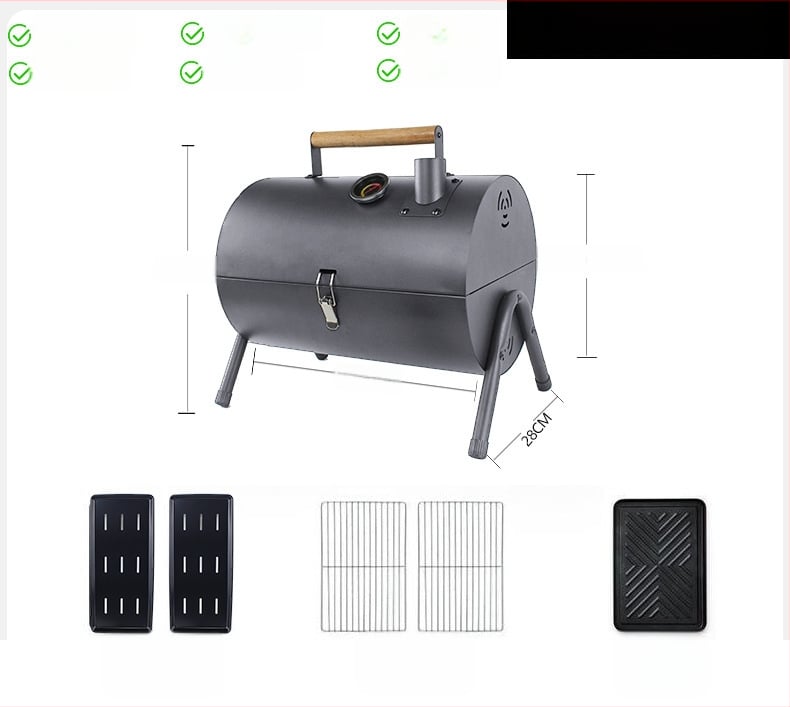 Двустранна барбекю тава от карбонова стомана, преносима сгъваема за къмпинг (пържене и печене, 4,2 кг, 3–5 порции)