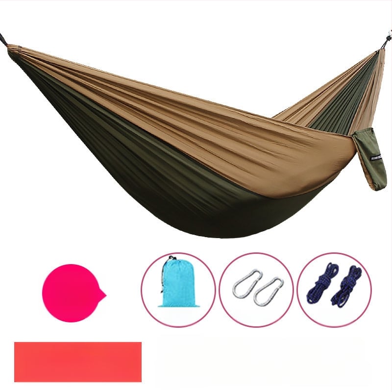 Парашютен хамак за открито, лек и дишащ, двойна хамак; 210T найлон, товароподемност 300, тегло 600 г