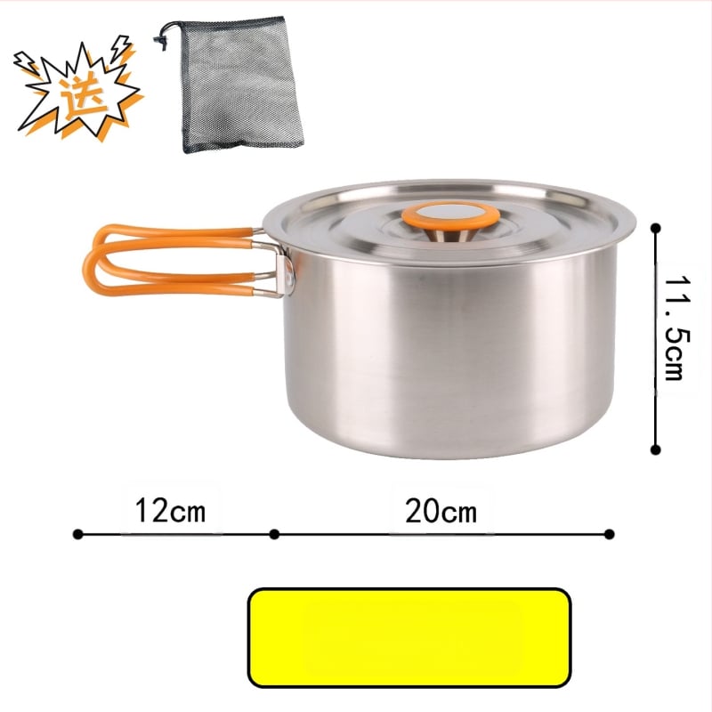 XLHW-156 Портативен комплект къмпинг съдове от неръждаема стомана: тиган, тенджера и чайник за 3–7 души (стил матрьошка)